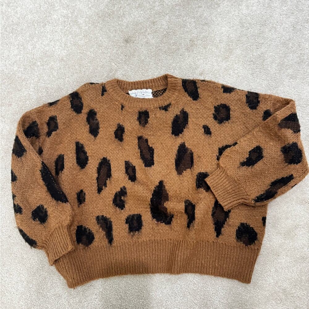 Girls Sadie & Sage Leopard Print Brown Sweater, size L